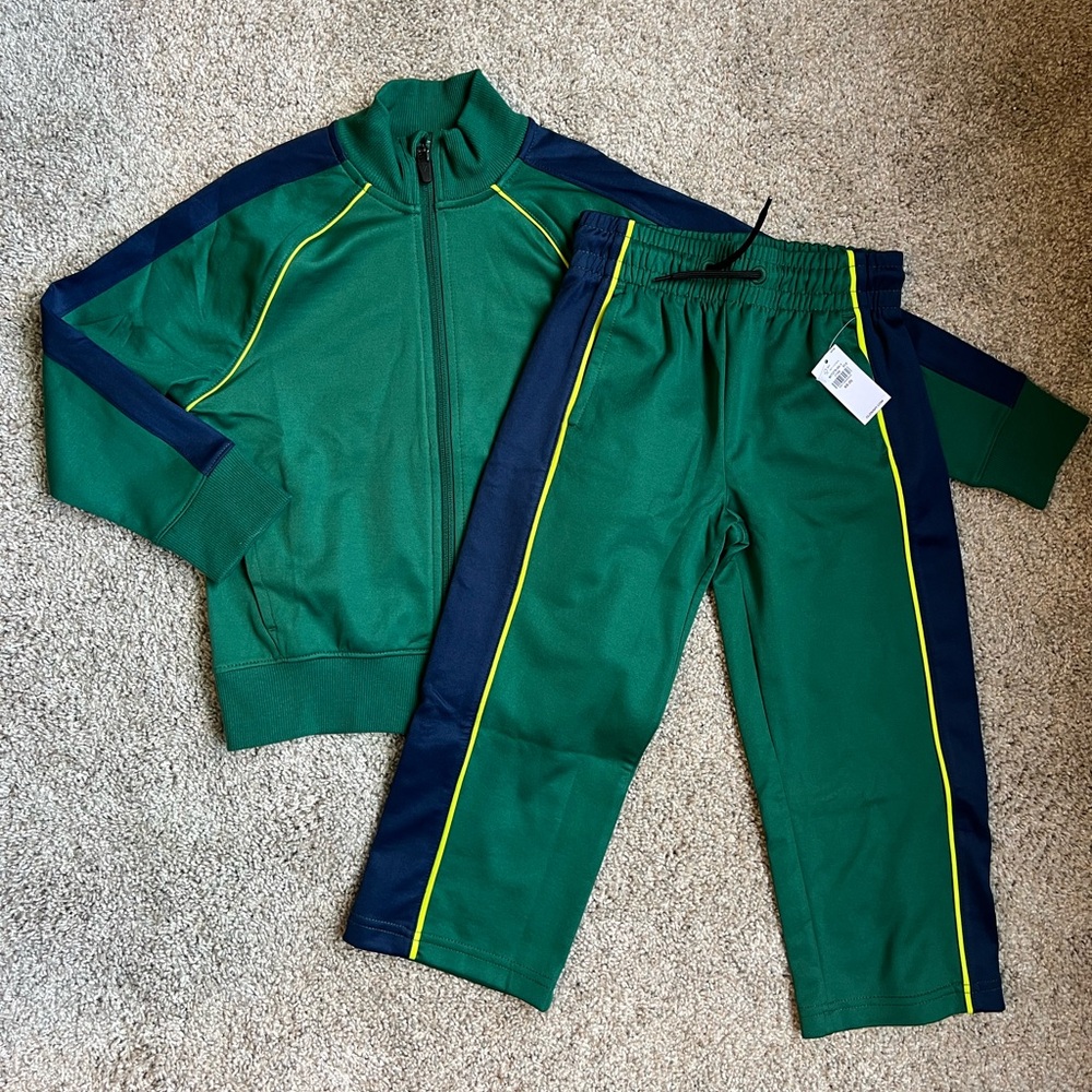 Old Navy Green and Navy Tracksuit with Yellow Accents